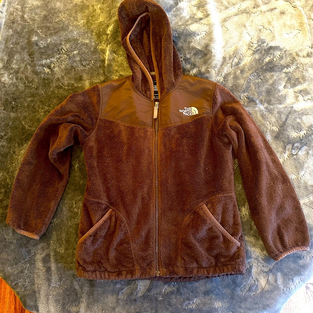 Girls The North Face Brown furry fleece jacket